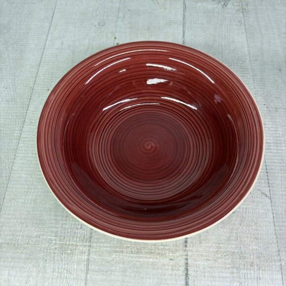 Dover & York RINGS SWIRL Circles Rust Red Stoneware Cereal Soup Bowls Set of 4 - Picture 4 of 16